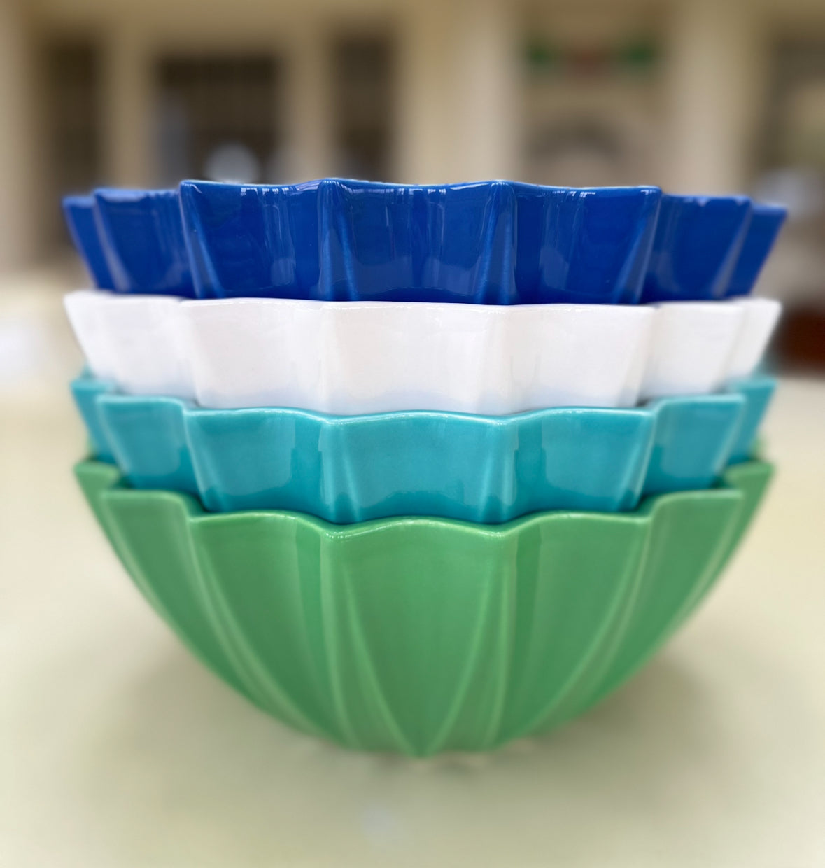 Large Aqua 28cm Etoile Fluted Salad Bowl