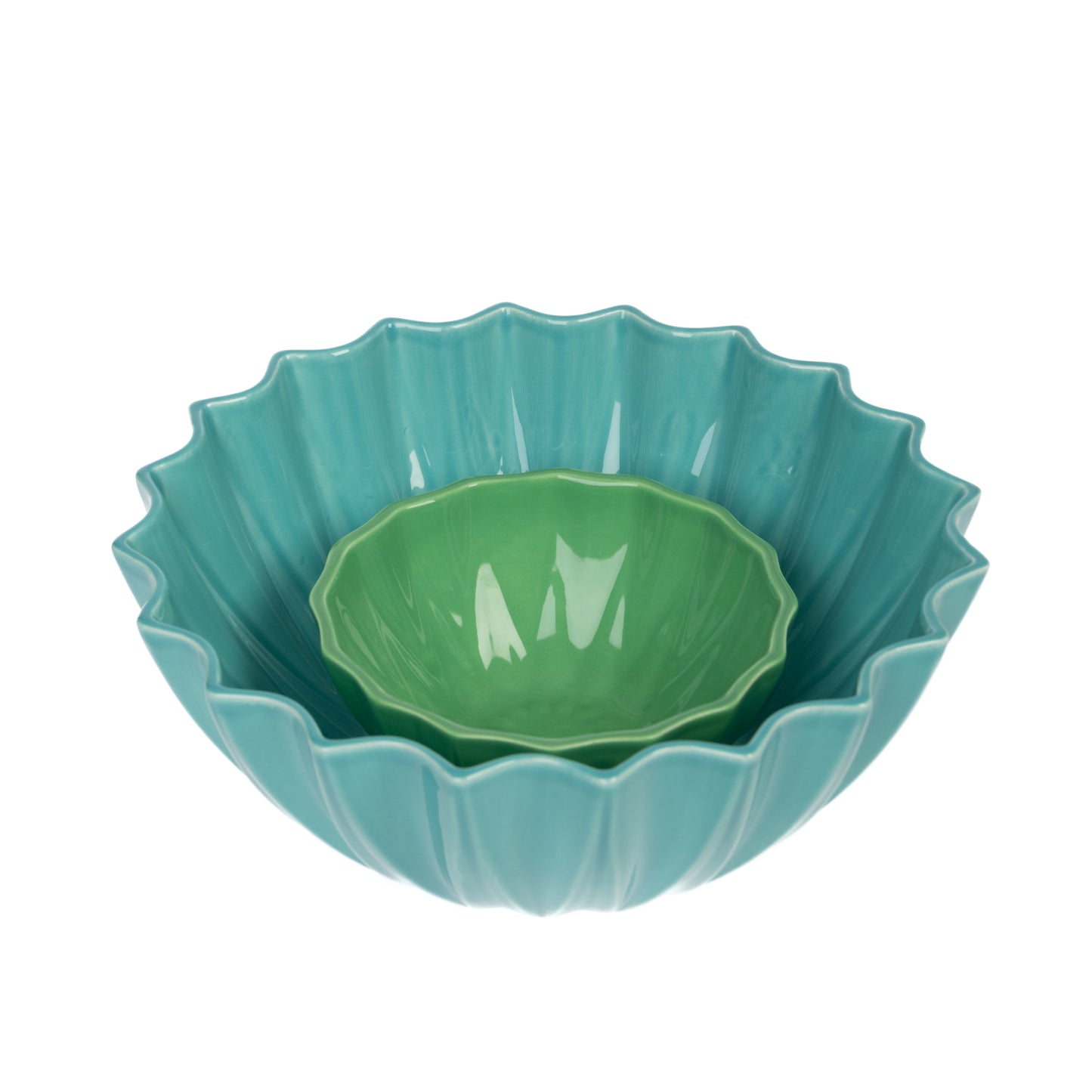 Large Aqua 28cm Etoile Fluted Salad Bowl